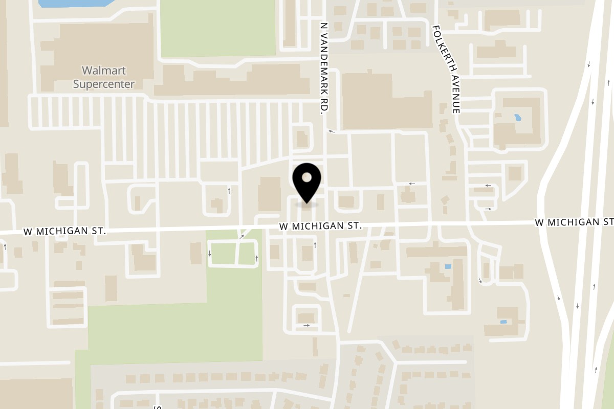 Map showing the location of Cazadores Mexican Restaurant on 2200 W Michigan St in Sidney